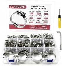 152PCS Hose Clamps Assortment Kit 1/4"-2-1/2" Adjustable 304 Stainless Steel