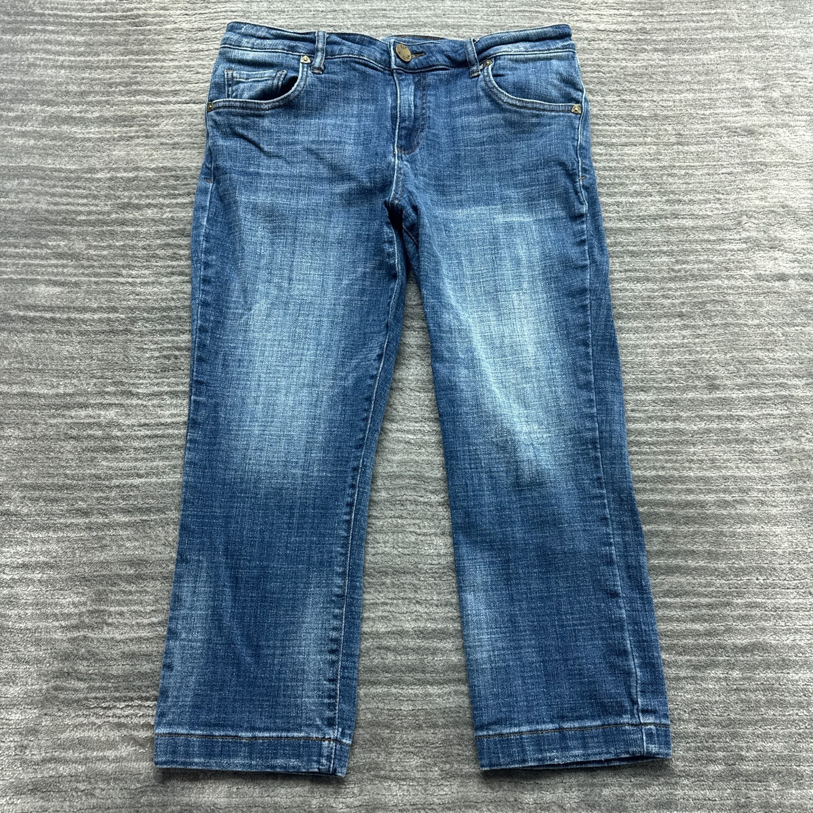 KUT From The Kloth Jeans Sz 8P Womens Lauren Crop Straight Leg Petite Blue Denim