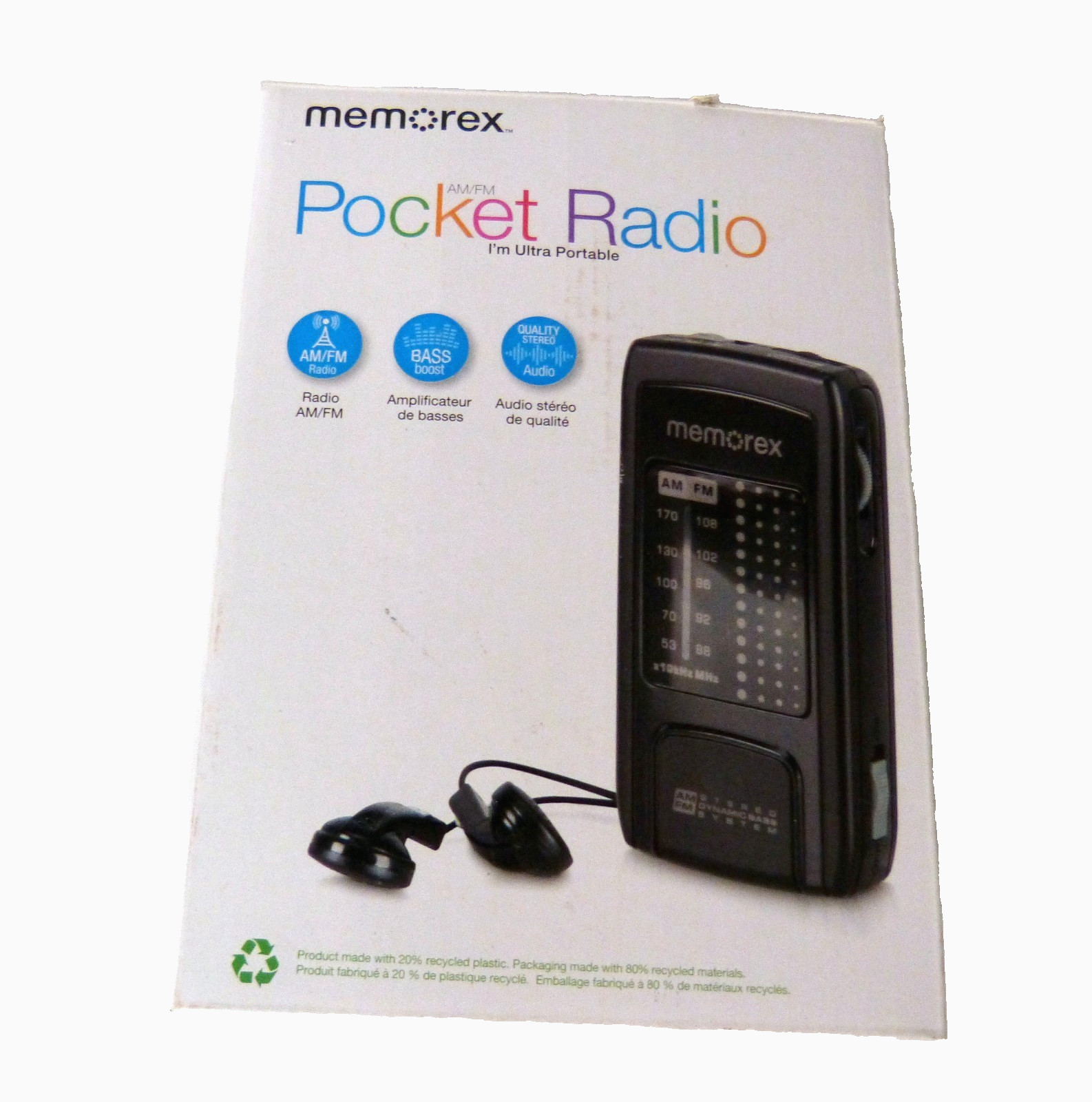 Memorex AM/FM MR4210 Pocket Portable Radio Black Tested Work