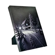 Winter Landscape Wall Art with Timer, LED Art 8x6in Tabletop Canvas Light Up ...