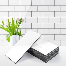 100-Piece Glossy Pure White Peel and Stick Backsplash Tile,3''x6'' PVC Subway...