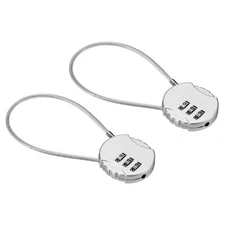Small Combination Lock 7.8 Inch, 2 Pack 3 Digit Padlock for Locker, Silver Tone