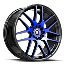 17x8 Spec-1 Sp-65 Gloss Black Blue Machined Wheels 4x1004x4.5 42mm Set Of 4