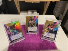 (3) 2021 TOPPS FINEST WWE “THE NEW DAY” BIG E,KOFI,WOODS GOLD REFRACTOR AUTO /50