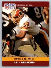 1990 Pro Set #662 Ravin Caldwell Rookie Card Washington Redskins. rookie card picture