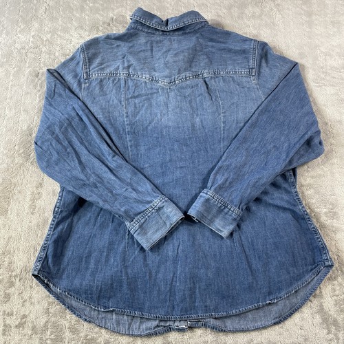 Levis Denim Shirt Girls 1X Blue Pearl Snap Western Long Sleeve Cowboy - Picture 8 of 9