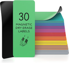 30 Pack Dry Erase Magnetic Labels 3.1  X 1.2  Reusable Writable Colorful Erasabl
