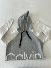 Calvin Klein Gray Logo Cropped Hoodie Size XS
