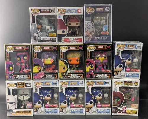 LOT of (13) Misc Funko Pop's Marvel Sonic Deadpool Spider-Man Magneto
