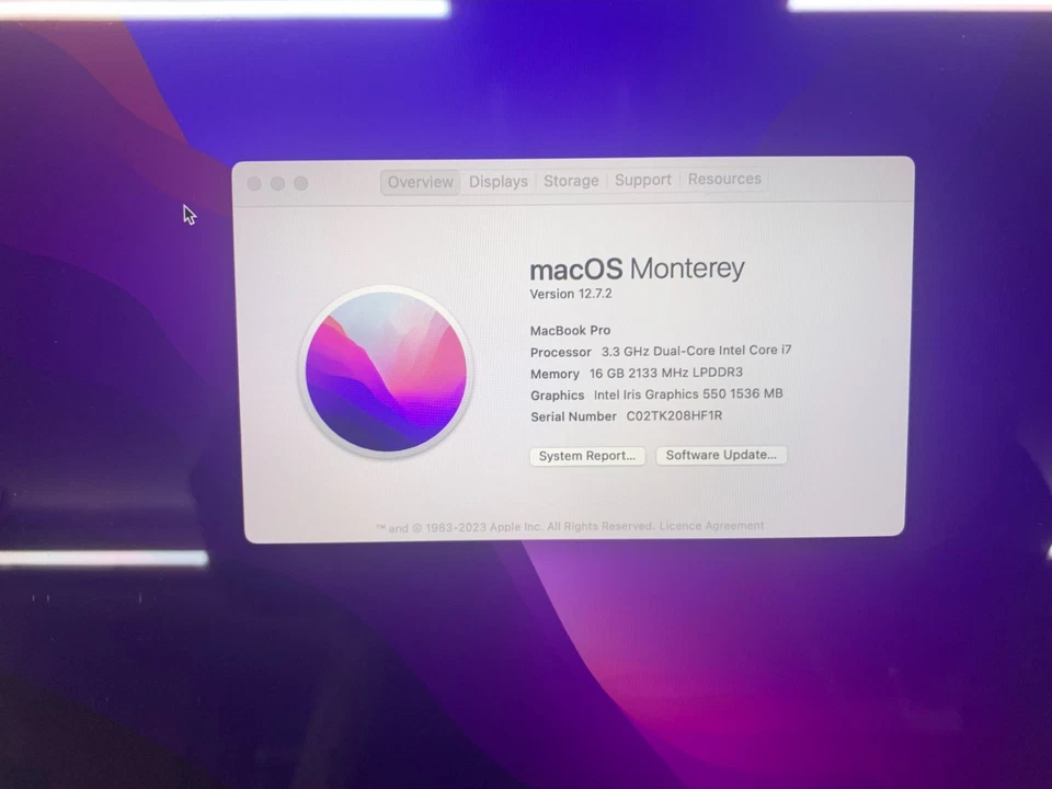 Apple MacBook Pro A1706 13" i7 6th Gen 16GB RAM 500GB NVMe Grade C DEU - Image 2 of 4