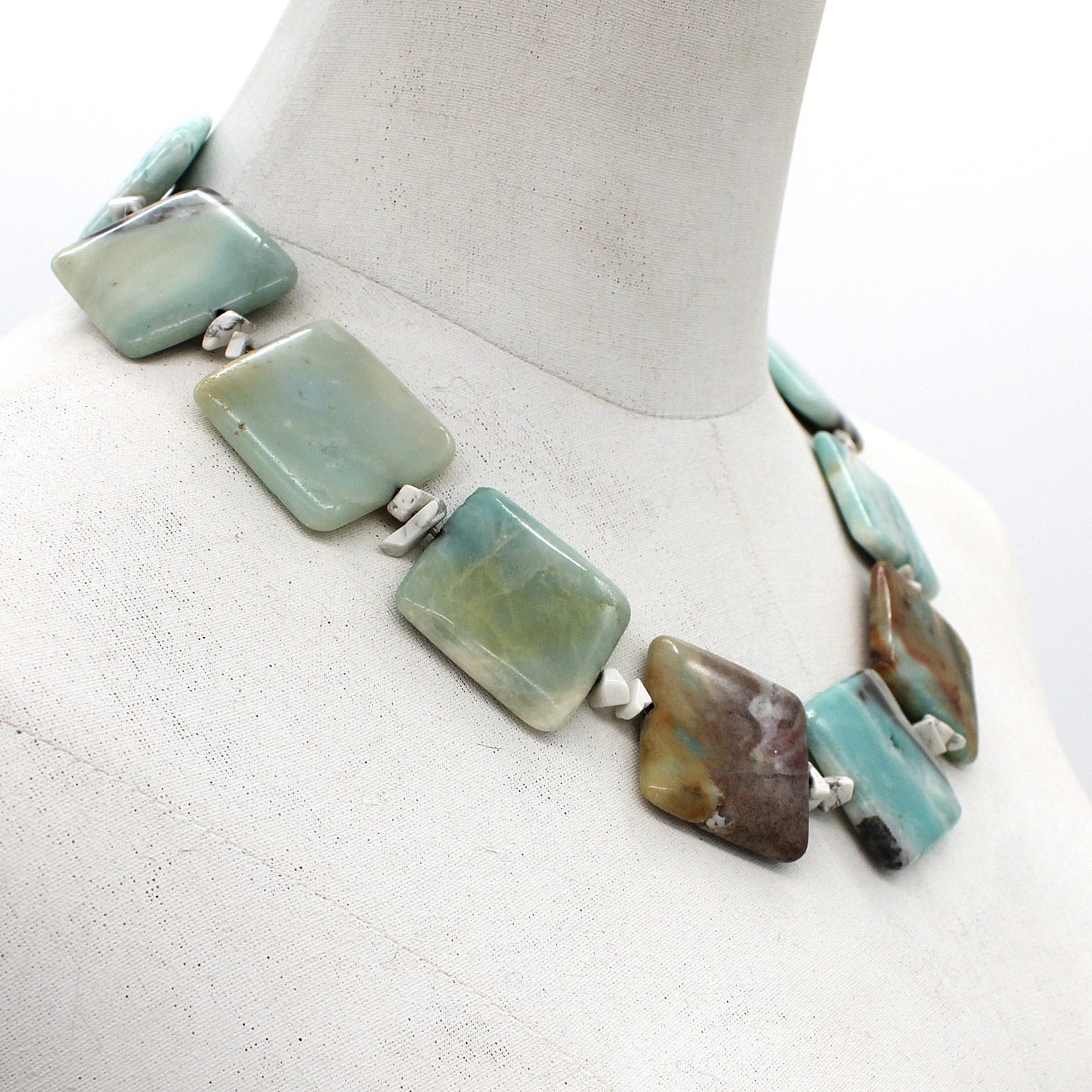 VTG Statement Amazonite Stone Necklace with Ornat… - image 5