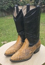 Made in USA Python Snake Skin Leather Western Cowboy Boots Mens Size 7.5