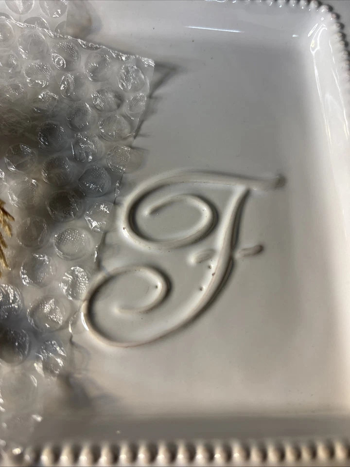 MUD PIE "F" INITIAL DECORATIVE HOSTESS TRAY SET WITH SPREADER IN GIFT RIBBON - Image 4 of 4