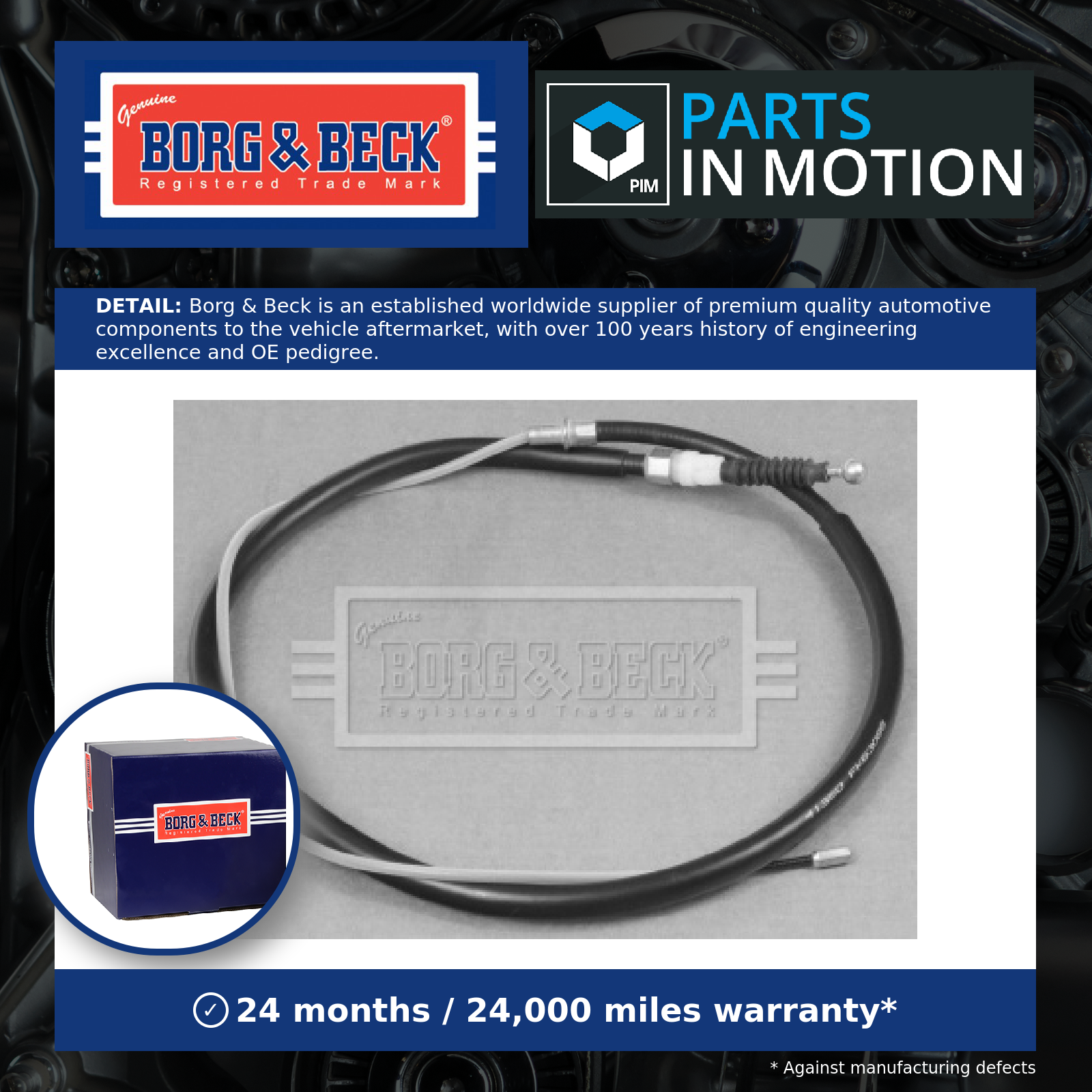 Handbrake Cable Rear Left or Right BKB3088 Borg & Beck Hand Brake Parking New