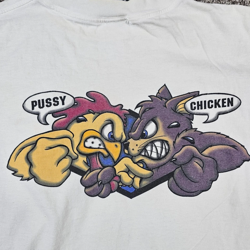 Vintage No Fear Shirt Mens Large Shirt Pussy Chicken Y2K 90s Single Stitch USA — 第 3/4 张图片