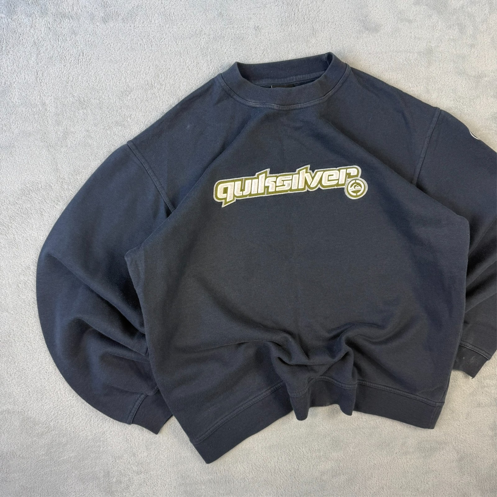 Vintage Quiksilver 2000's Y2K Surf Navy Blue Oversized Large Pullover Sweatshirt image 2