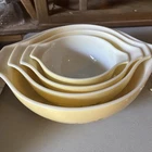 Vintage Pyrex Shenandoah Yellow Floral Cinderella Nesting Mixing Bowls Set Of 4