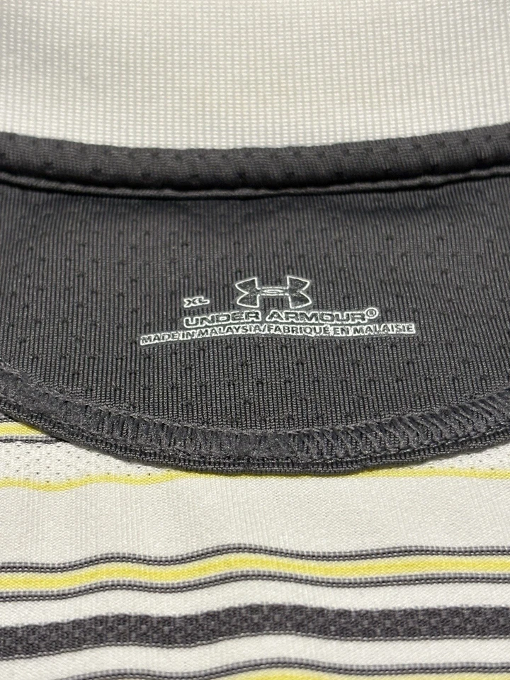 Camisa polo de golf Under Armour UA a rayas blanca gris XL para hombre Foto 3 de 4