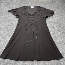 Show Me Your Mumu Matilda Mini Dress Black Lace Up Tassel XS MF7-771 BS13