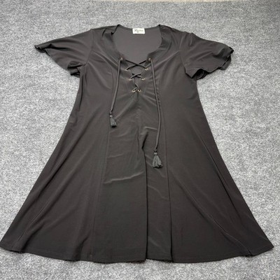 Show Me Your Mumu Matilda Mini Dress Black Lace Up Tassel XS MF7-771 BS13