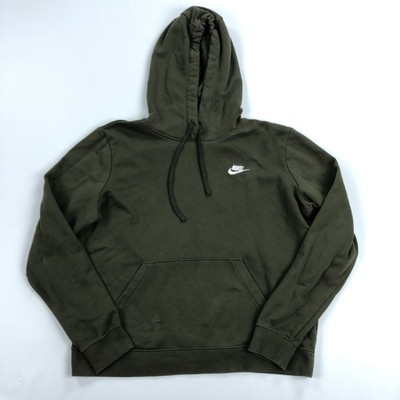 Nike Hoodie Men Large NSW Club Fleece Essentials Sportswear Sweatshirt Green