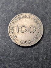 1955 Saarland 100 Franken Coin #111