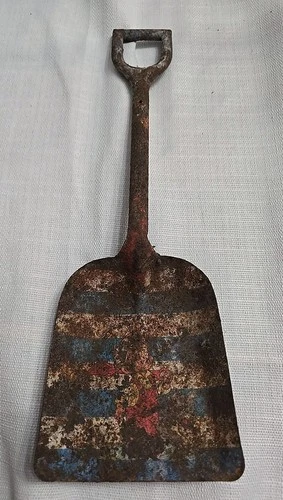 VINTAGE OHIO ART 1940s METAL SAND PAIL SHOVEL "HAPPY SANDMAN" KIDS AND DOG SWEET