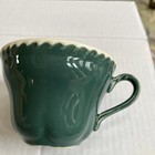5 Mid Century Harkerware Luncheon Snack Plates & Cups + Cake Plate Teal/Sage Grn — photo 5