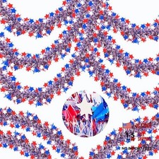 50FT 4th of July Tinsel Garland Red White and Blue Patriotic Garland-Style 3