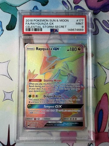 Rayquaza GX (Secret) 177/168 Sm-Celestial Storm Holo - PSA 9