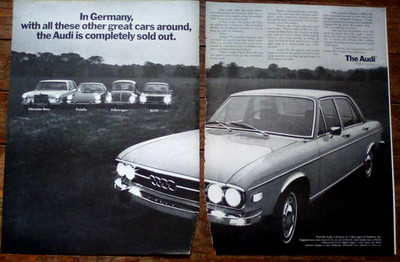 1970 Audi Car Volkswagen Division Print Ad 2 page