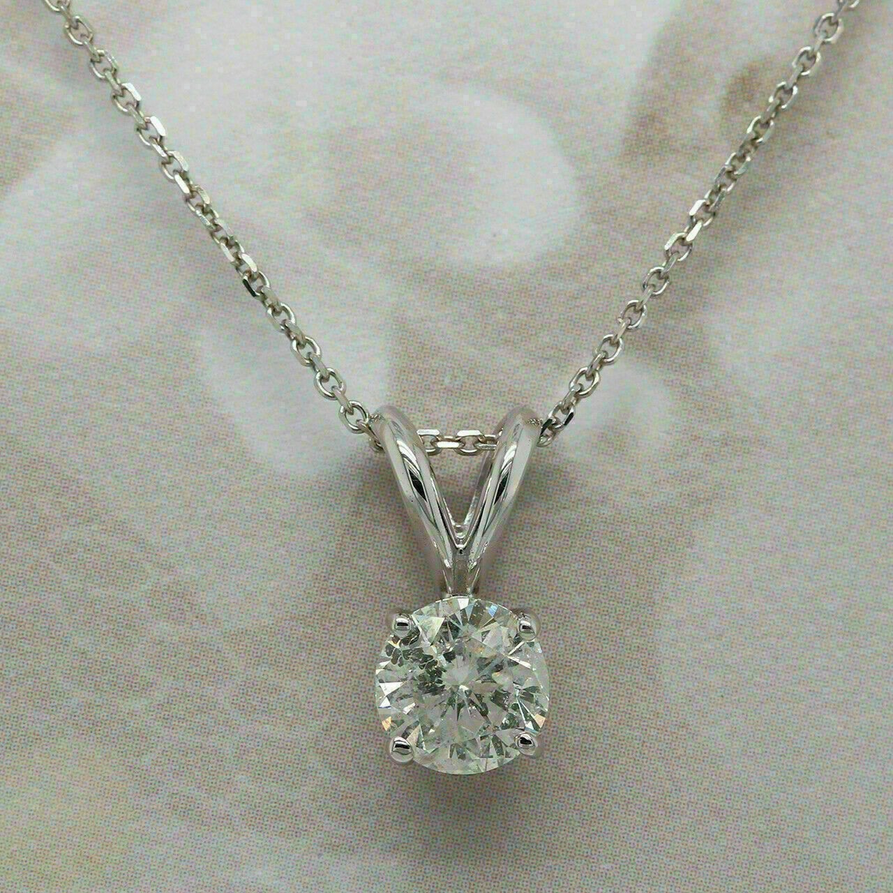2Ct Round Cut Simulated Diamond Stunning Solitaire Pendant 14k White Gold Plated