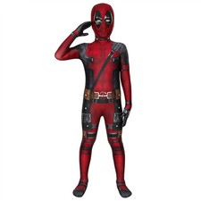 Kids Boys Deadpool Cosplay Costume Superhero Bodysuit Jumpsuit Mask Outfits Gift