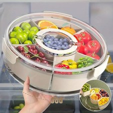 6 Section Snack Tray Platter & Lid Clear Plastic Food Storage Box Party Sweets