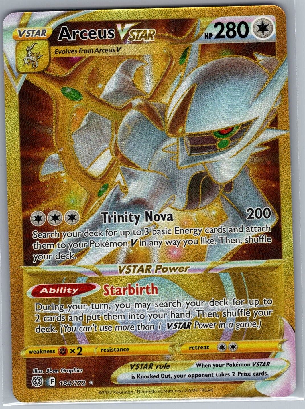 Arceus VSTAR 184/172 SWSH09: Brilliant Stars - Pokemon Card - NM