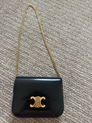 CELINE Triomphe Black Shiny Calfskin College Triomphe Amazone