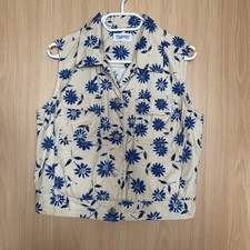 Esprit Damen Weste Gr.L  beige/blau 100% Baumwolle