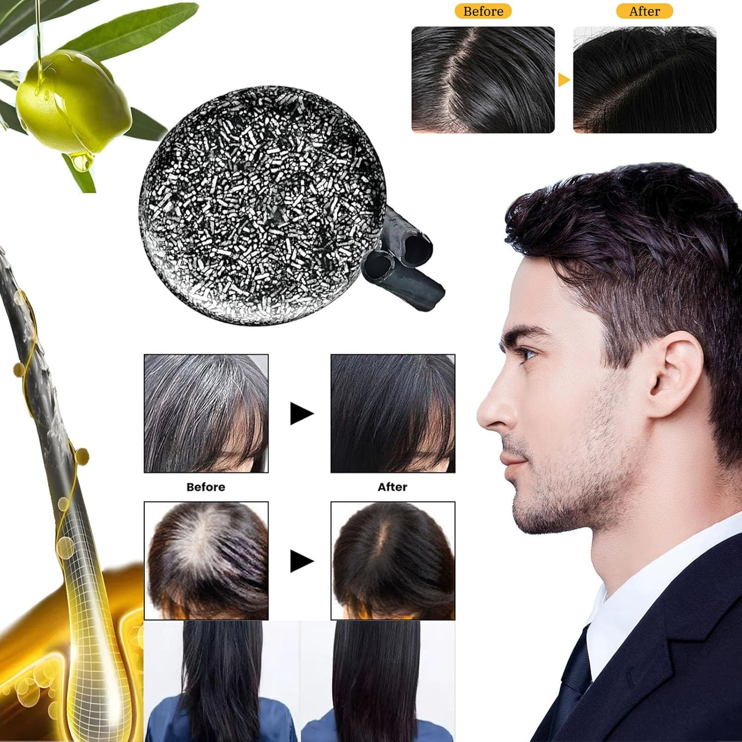 Spartans Gray Hair Reverse Bar Soap, Black Shampoo Bar for Hair & Beard Darkenin