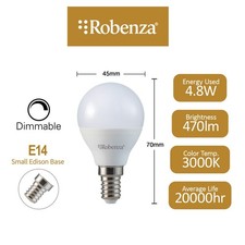 LED Dimmable 4.8W Round Golf G45 Light Bulb SES E14 Warm White Day Light