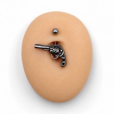 Stainless Steel Belly Button Ring Gun Dangle ...