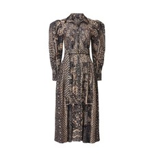 Ulla Johnson Lucinda Sculptured-Sleeve Printed Midi Dress Size 10