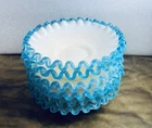VINTAGE Fenton Aqua Crest Ruffled Milk Glass 6 saucers 5.5" (1941-1943) set #2