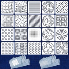 20 Pcs Sashiko Stencils 5.1 x 5.1 Inch Plastic Sashiko Template Pattern Geome...