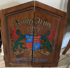 VTG 1977 Accudart Kings Arms Griffin Dart Wood Cabinet Pub Style Game Case Only