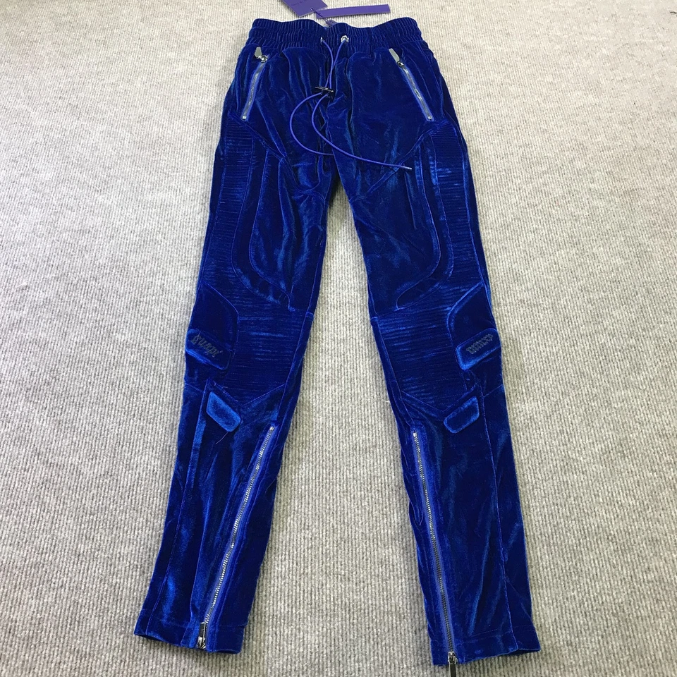 Guapi Pants Mens 28 Blue Velvet Limited Edition Biker Moto Zipper Pockets 62/100 - Image 2 of 4