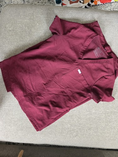 FIGS Burgundy Solid Scrubs Set Unisex Size M, M Tall Cotton Blend