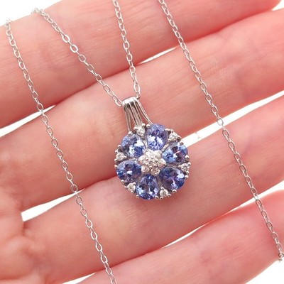 Chuck Clemency 925 Sterlingsilber echter Tansanit weißer Topas Kette Halskette 20''