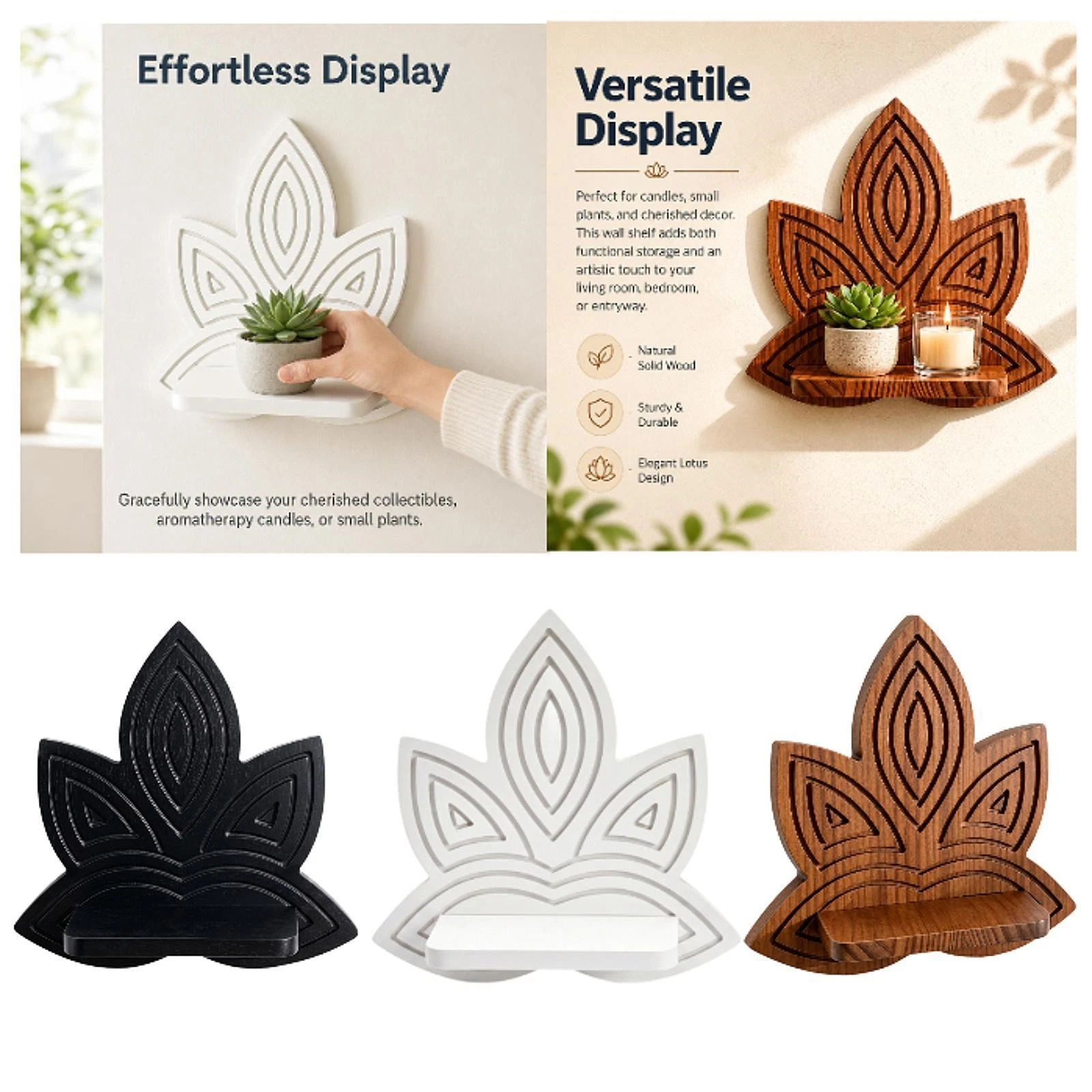 Lotus Shaped Wall Shelf Decorative Home Decoration for Home Bathroom Bedroom
Opens in a new window o