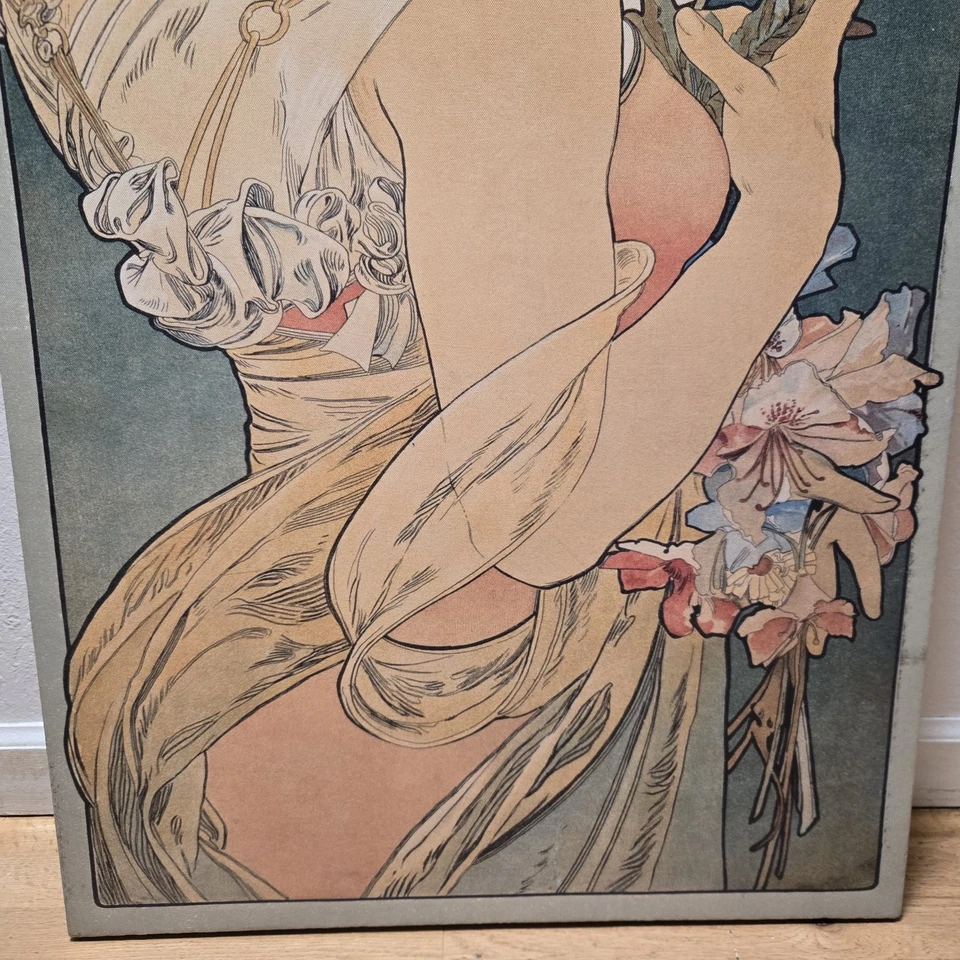 Impressão em tela Alphonse Mucha Art Nouveau deusa grega 24x48" - Imagem 4 de 4