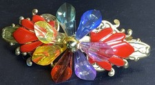 Vintage Wide Large 80  s Colorful Pop Art Lucite Hair Clip Barrette